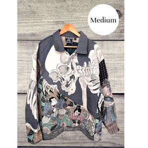 Rebel Vengeance Medium Japanese Samurai Skull All Over Print Jacket